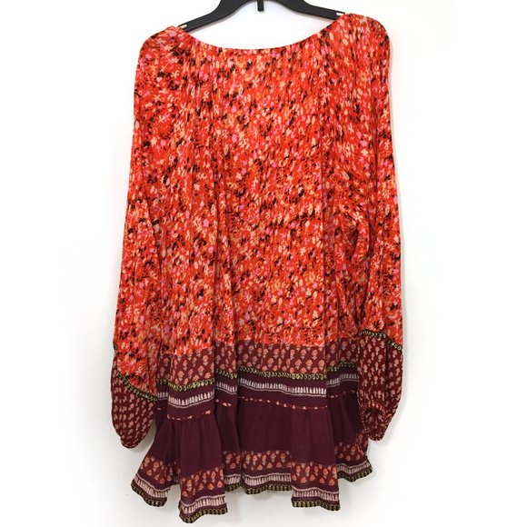 NWOT Free People Red Floral Gardenia Tunic sz. L - Picture 5 of 6